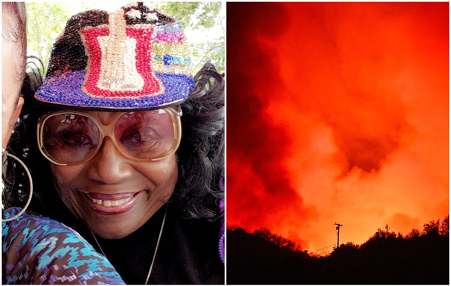 资深艺人黛莉丝柯莉被野火吞噬。（图／FB@Dalyce Curry、达志提供）