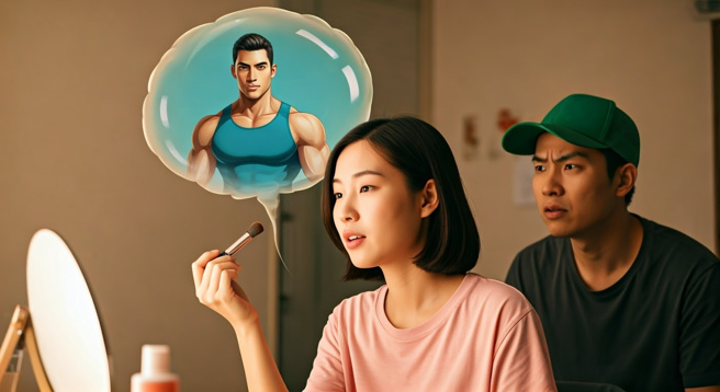 男子在网路抱怨女友突然开始注意打扮化妆，还报名了健身房，怀疑女友出轨让自己戴绿帽。（示意图、与本案无关／AI生成）