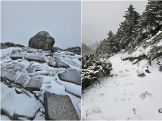 雪霸国家公园飘雪 雪山主峰东线呈现银白世界
