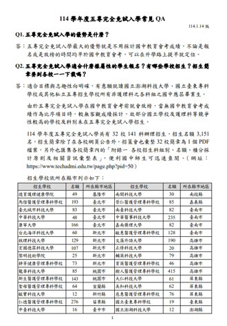 五專學制強化技職人才培育 完全免試入學報名5月1日開跑