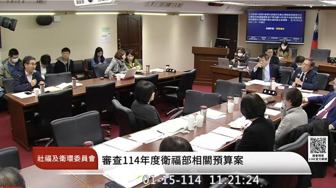 立法院卫环委员会今日（15）审卫福部预算。（翻摄自国会频道）