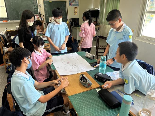 -崇伦国中学生透过身体学习探索与觉察情绪。（校方提供／李京升台中传真）