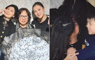 賈靜雯媽媽慶生「收超大千元鈔花束」6孫圍繞搶親親