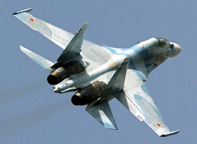 俄制苏（Su）-30战机的资料照。（美联社）