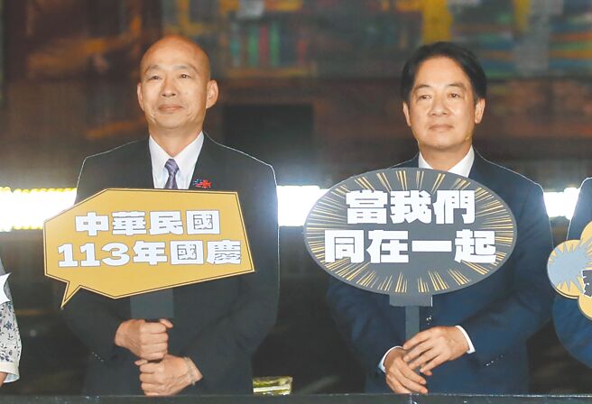 賴清德總統（右）16日邀立法院長韓國瑜（左）一起喝咖啡。（本報資料照片）