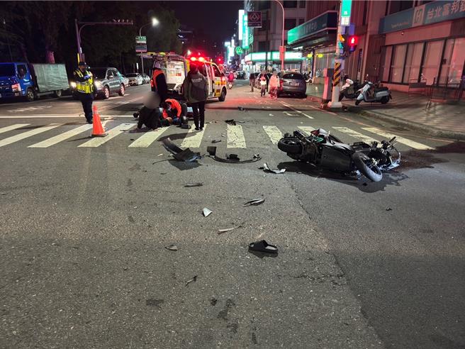 機車騎士遭酒駕男子撞上，酒駕男還肇事逃逸，隨後被逮回。（讀者提供／曹婷婷台南傳真）