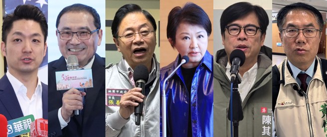 左起为台北市长蒋万安、新北市长侯友宜、桃园市长张善政、台中市长卢秀燕、高雄市长陈其迈、台南市长黄伟哲。（合成图／资料照）