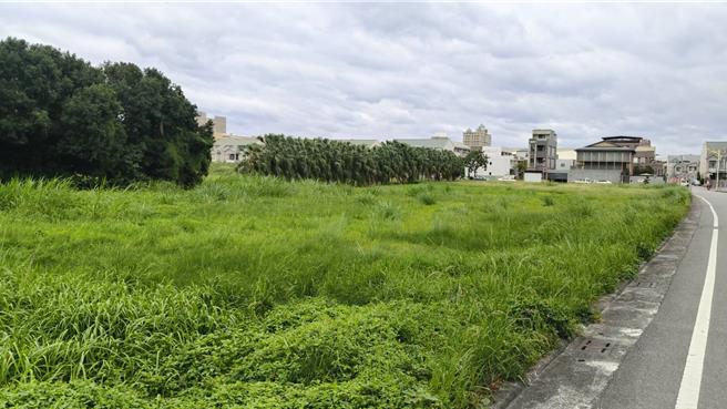 花莲县政府选在花莲市美崙地区东兴二街、林园一街口绿地建盖组合屋，预计提供30户灾民入住。（罗亦晽摄）