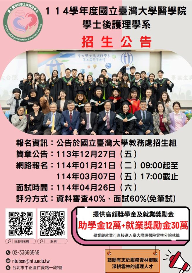 台大雲林分院未雨綢繆今年首次與台大學士後護理系合作招生，豐泰基金會亦贊助732萬獎學金，鼓勵護理人員深耕雲林。（台大雲林分院提供）