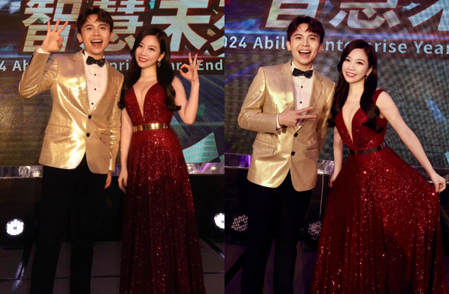 蔡尚桦（右）开心与黄豪平一同主持尾牙，两人默契十足。（图／脸书 蔡尚桦）