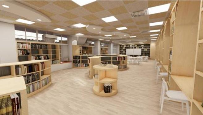 新竹市建功國小「洄游六燃─社區共讀站」近日完工啟用。（新竹市政府提供／陳育賢新竹傳真）