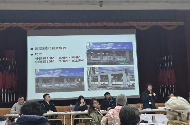 台北市工务局20日举办会议，了解地方民眾对新生和平天桥拆除后遗构保留及安置意见，民间提出将桥体移置大安森林公园作为凉亭或游憩设施，却遭保育人士担忧可能影响凤头苍鹰等鸟类栖息地，甚至有里民担心聚集游民睡觉、便溺。（谢佳君摄）