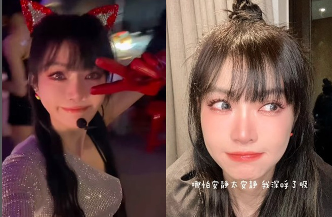 谢金燕晒出在表演后台的自拍影片（左图）。（图／翻摄自谢金燕 Instagram）