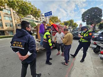 新北土城警合作环保局 联合稽查大型车违规