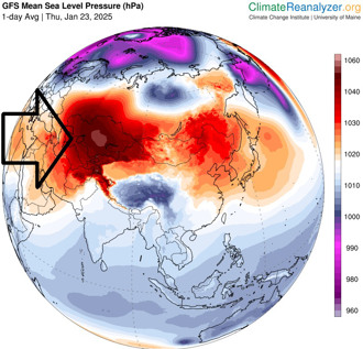 春節極寒冷原因曝 鄭明典曬1圖：冷高壓很強