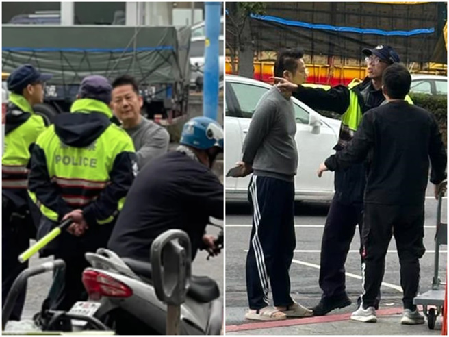 徐乃麟被警方开单，一脸沉重。（翻摄自爆料公社二社）