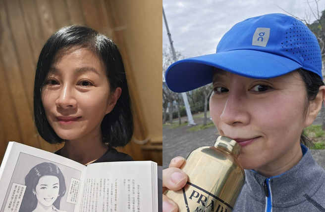 方文琳晒跑步照（右图），大秀粉嫩气色。（图／翻摄自方文琳脸书）