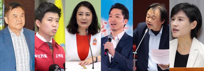 2026台北市长选举可能人选，左起为民进党立委庄瑞雄、社民党北市议员苗博雅、民进党立委吴思瑶、国民党现任市长蒋万安、民进党立委王世坚、行政院副院长郑丽君。（合成图／报系资料照）