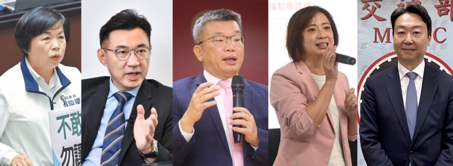 2026台中市长选举可能人选，左起为国民党立委杨琼璎、国民党立法院副院长江启臣、民进党立委蔡其昌、民进党立委何欣纯、交通部长陈世凯。（合成图／资料照）