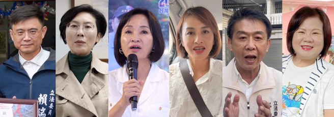 2026高雄市长选举可能人选，左起为民进党立委赖瑞隆、民进党立委林岱桦、国民党立委柯志恩、民进党立委邱议莹、民进党立委许智杰、前劳动部长许铭春。（合成图/资料照，赖瑞荣、林岱桦、邱议莹、许智杰办公室提供）