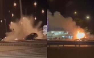 楊梅休息站2死6傷「自撞影片」曝光！ 目擊者還原：幾乎沒減速