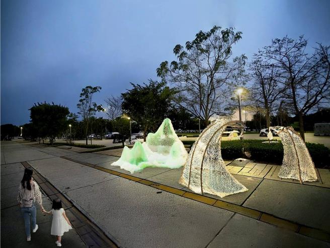 云林县政府规画「与大地做承诺灯区」，23组花灯均採用再生材质，本月10至23日于高铁云林站前广场登场，1日县府表示希望藉由新春赏灯，传递永续生活理念。（云林县政府提供／张朝欣云林传真）