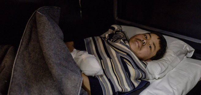 被乌克兰俘虏的北韩士兵。(图/AP)