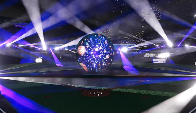 2025 台湾灯会在桃园，体育局于机捷A19站乐天棒球场打造「活力发光站」展区，该展区的「光耀之球」为歷年灯会史上最大的球体装置。（图／桃园市体育局）