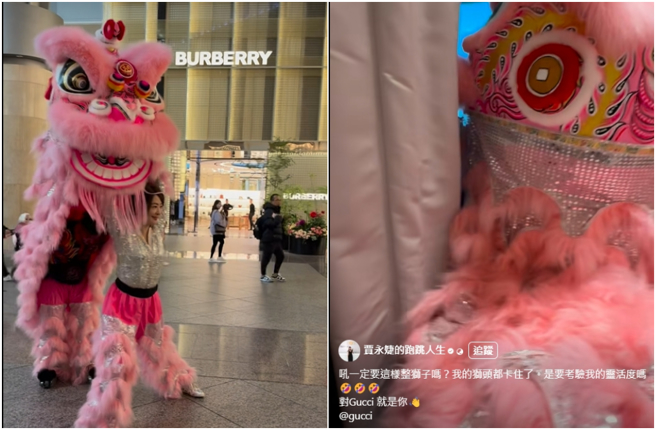 賈永婕差點「整尊」卡在通道。（圖／翻攝自賈永婕 臉書）