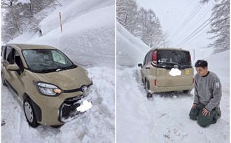 男星在日本雪地自驾打滑 曝1原因「决定急转方向盘撞山壁」