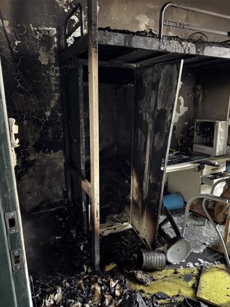 台南中信科大宿舍火警！21人嚇壞奔逃 房間焦黑慘成廢墟