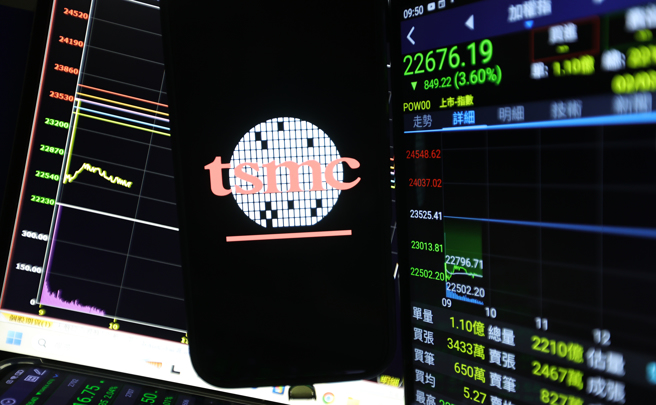 台股3日收盘暴跌将近千点，台积电重挫逾5%。（图／陈信翰摄）