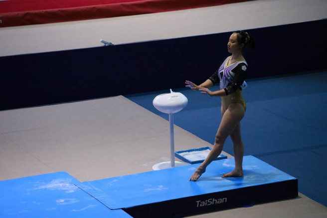 我國韻律體操精靈丁華恬春節期間，積極備戰2025萊茵魯爾世大運。(照片/體育署提供)