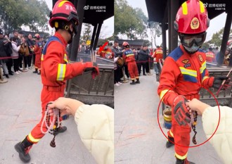 消防队连这也要做？ 普陀山值班帮民眾插香过火「太难了」