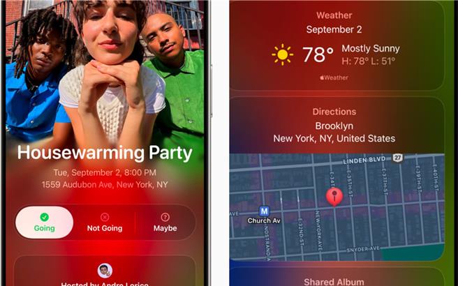 「Apple Invites」是蘋果推出的全新app，讓iPhone使用者能建立自訂邀請函，在各種場合向親朋好友發送邀請。（合成圖，Apple提供）