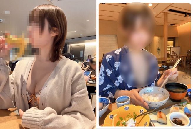 日本星巴克內近期出現一名性感正妹，用猥褻挑逗的方式拍下吃香蕉的過程，星巴克將對正妹提出高額求償。（翻自ilbe.com）