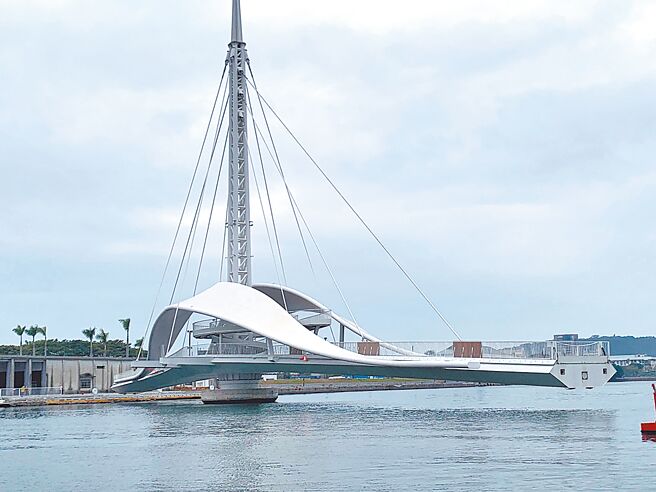 高市府青年局将于12日至15日推出「吉刻就圆」活动，场域在大港桥，数以万计的红、白海滩球将漂浮在水面，邀请民眾「捞汤圆」。（柯宗纬摄）