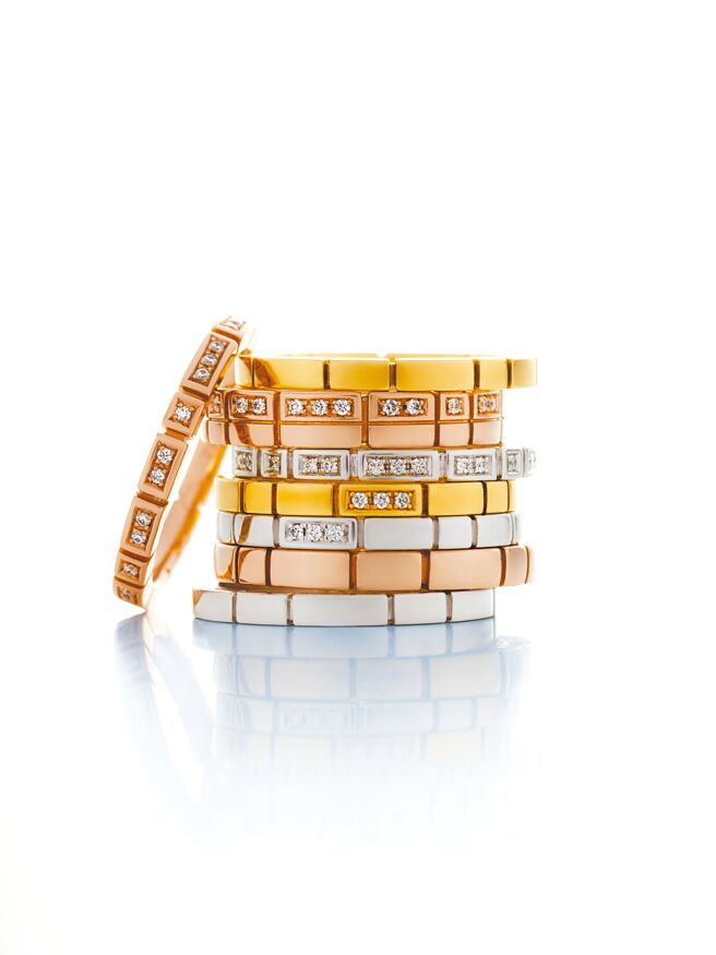 TASAKI的PIANO系列戒指可以迭戴，更添万种风情。（TASAKI提供）