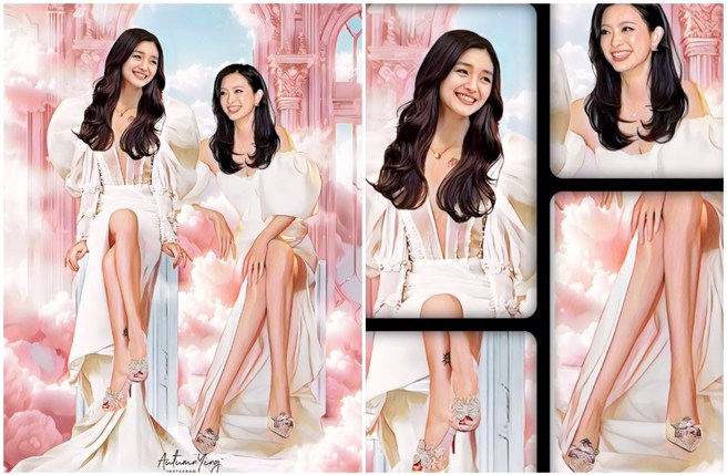 马来西亚画家Autumn Ying公开一幅画作，画出大S和刘真在天堂相聚的幸福样子。（图／Autumn.ying授权）