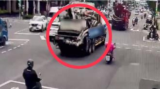 混凝土車沿路漏油！4機車騎士打滑慘摔 駕駛涉公共危險送辦