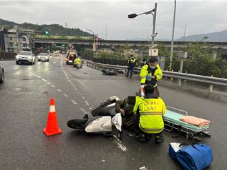 新北汐止三机车连环摔 60岁妇人违规左转酿祸