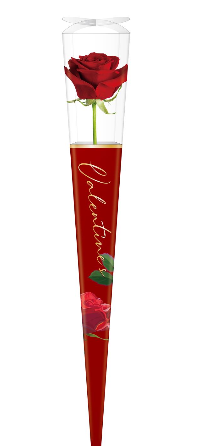 7-11於12日至14日在限定門市販售「進口空運紅色玫瑰花」，單支售價199元。（7-11提供／朱世凱台北傳真）