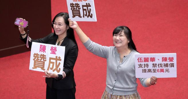 政坛传出国民党锁定发动罢免民进党原住民立委陈莹（左）、伍丽华（右）。立法院院会审议《禁伐补偿条例》修正草案时，陈、伍两人与民进党团意见不同，赞成调涨补偿金。（图／报系资料照）