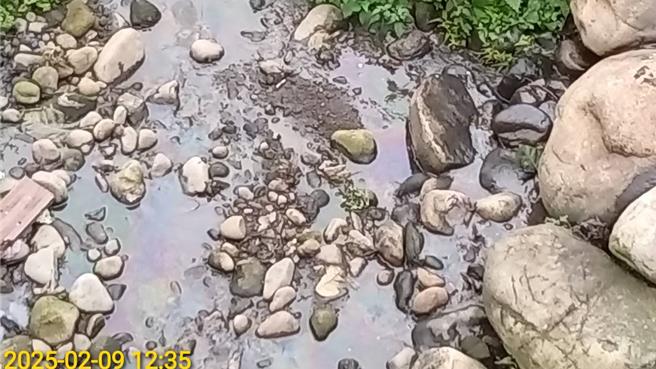 五股坑溪遭油污污染。（环保局提供）