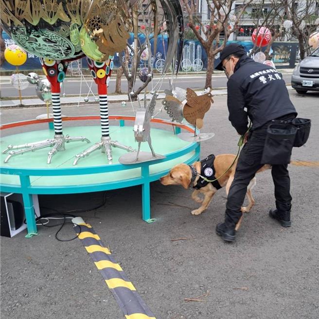 去年底才成軍的桃園警犬隊迎來今年首場大型任務，將於台灣燈會再次出任防爆安檢擔當。(警方提供／蔡依珍桃園傳真)