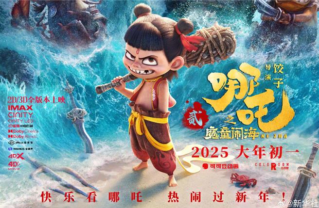 國際金價瘋漲，加上大陸動畫電影《哪吒2》的熱映，竟有網友好奇起哪吒手中的「乾坤圈」能值多少錢。（圖／翻攝新華社微博）