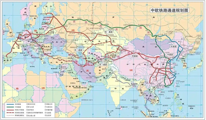 中欧班列货运列车在大陆联通82个城市，通往国外的160个城市，是全世界最长的货运铁道路线。（图／中欧班列网)