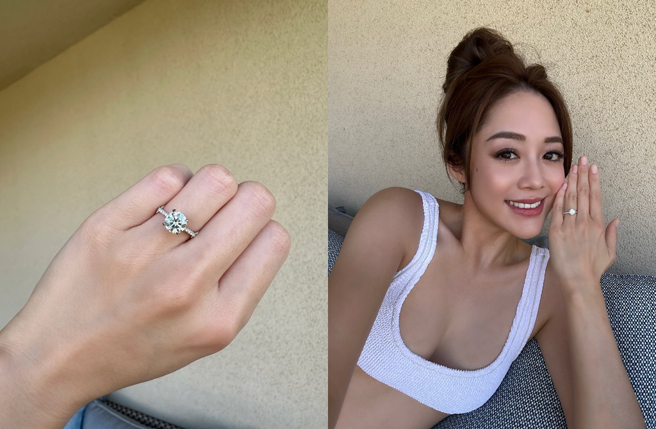 林千又晒出自己的百万求婚钻戒。（图／翻摄自cocomademedomydream IG）