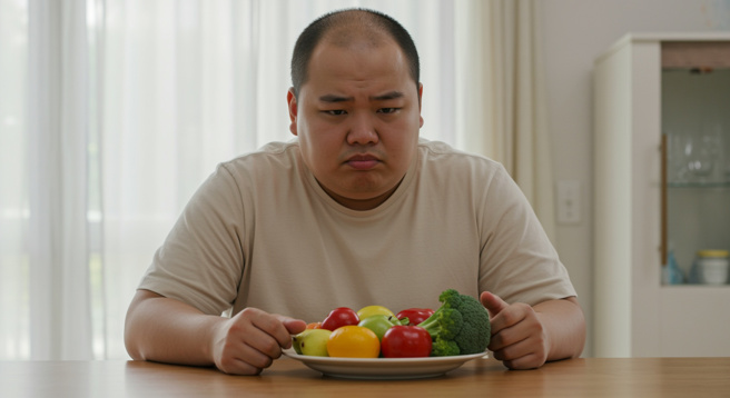 大陆一名23岁年轻男子，因为疯狂减肥，导致营养不良，头髮大量掉落变成地中海。（示意图、与本案无关／AI生成）