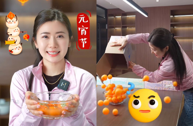 福原爱最终使出坏招数，把整箱乒乓球直接倒进碗里。（图/ 翻摄自福原爱 微博）
